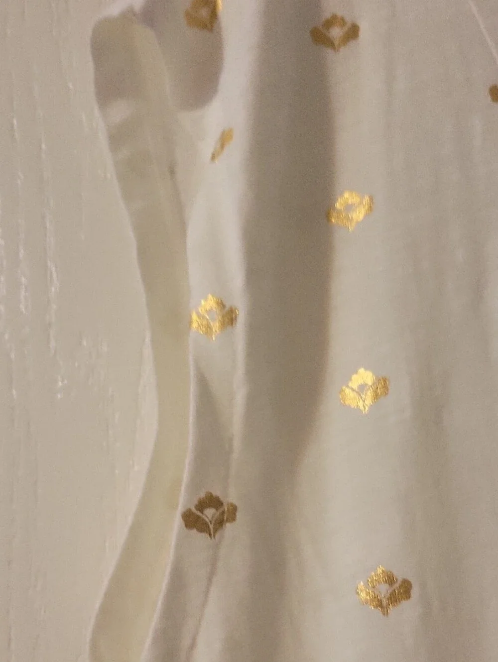 NWT Boden Cream Dress with Gold Foil Motif